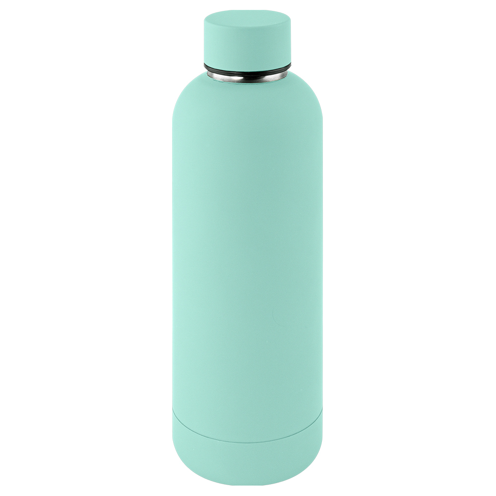 Bouteille publicitaire 500ml inox recyclé RUBBER Vert clair